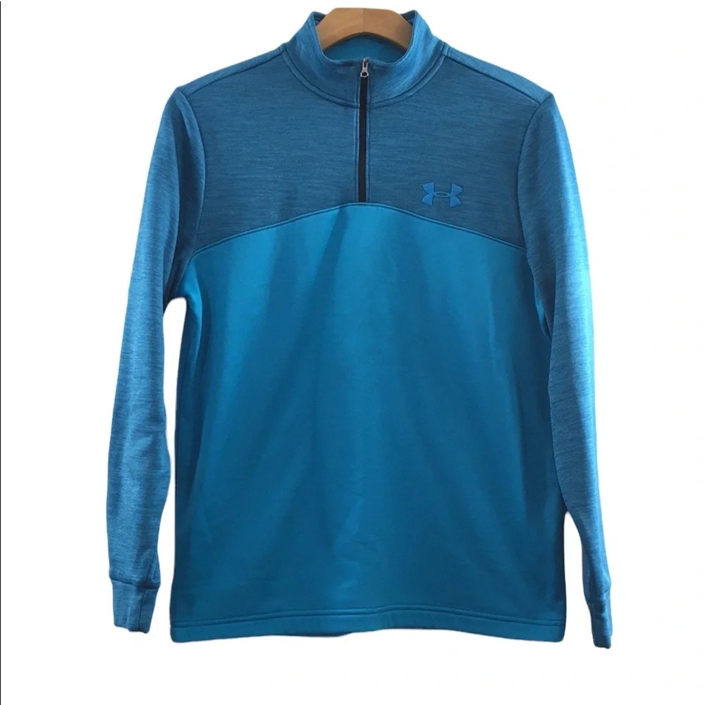Under Armour Blue Fleece Quarter‎ Zip Sweatshirt Mens Medium Loose Pullover